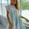 Tie-Dye Flutter Sleeve Mini Tiered Dress - LXM Fashion 