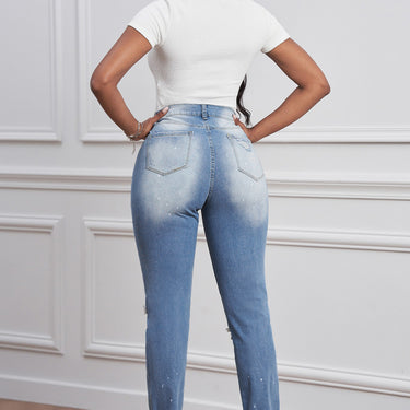 Fashion Collection Ripped Straight Leg Jeans - LXM Fashion 