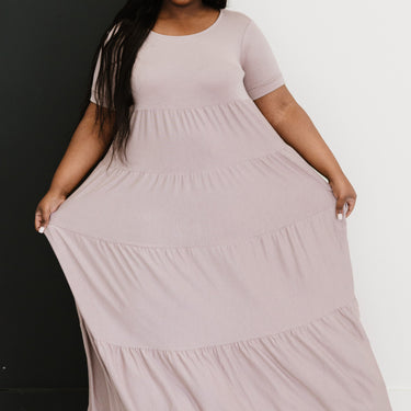 Zenana Let's Go Girl Full Size Run Tiered Maxi Dress in Ash Mocha - LXM Fashion 