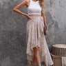 Ditsy Floral Wrap Hem Knot Skirt - LXM Fashion 