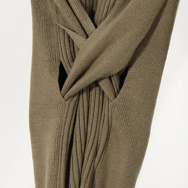 Crisscross Cutout Rib-Knit Sweater - LXM Fashion 