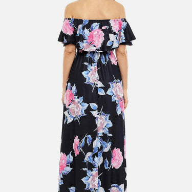Fashion Collection Floral Off Shoulder Maxi Dress - LXM Fashion 