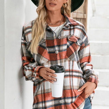 Plaid Flap Pockets Button Down Shirt - LXM Fashion 