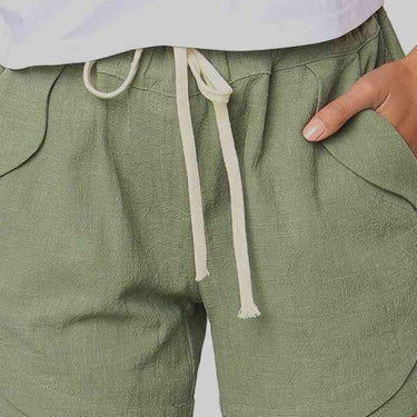 Fashion Collection Solid Drawstrings High Waist Shorts - LXM Fashion 
