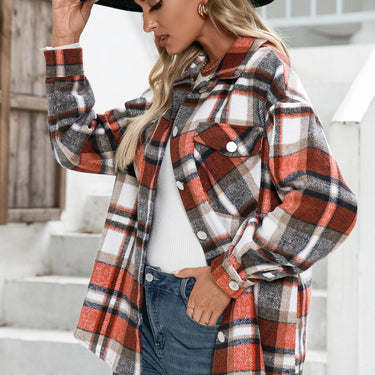 Plaid Flap Pockets Button Down Shirt - LXM Fashion 