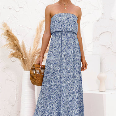 Strapless Leg Split Maxi Dress - LXM Fashion 