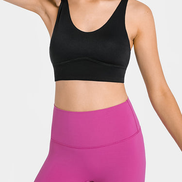 Fashion Collection Crisscross Scoop Neck Sports Bra - LXM Fashion 