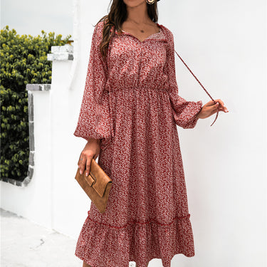 Ditsy Floral Ruffle Hem Dress - LXM Fashion 