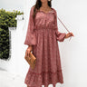 Ditsy Floral Ruffle Hem Dress - LXM Fashion 
