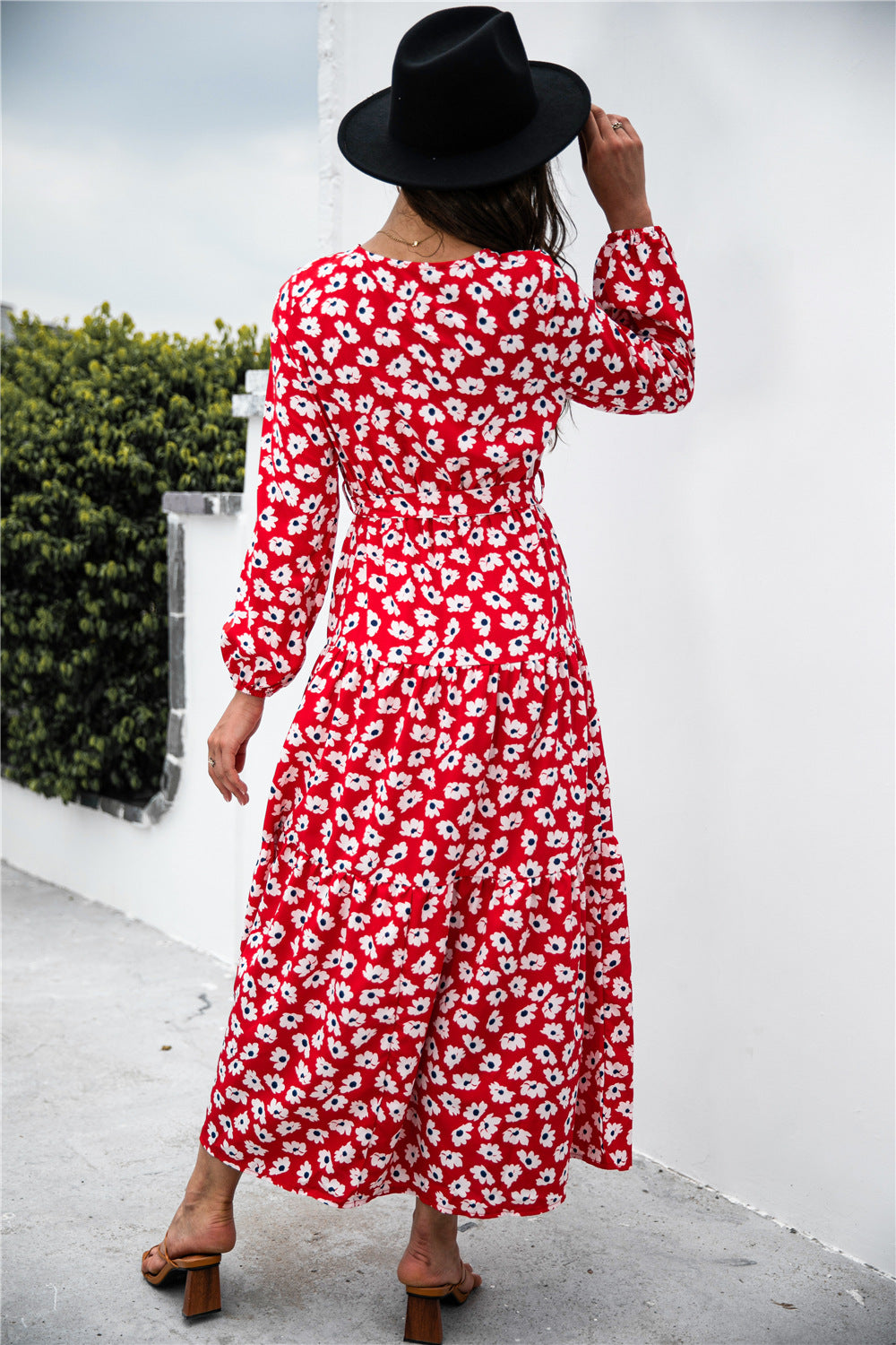Floral Puff Sleeve Maxi Dress - LXM Fashion 