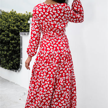 Floral Puff Sleeve Maxi Dress - LXM Fashion 