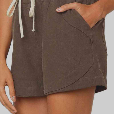Fashion Collection Solid Drawstrings High Waist Shorts - LXM Fashion 