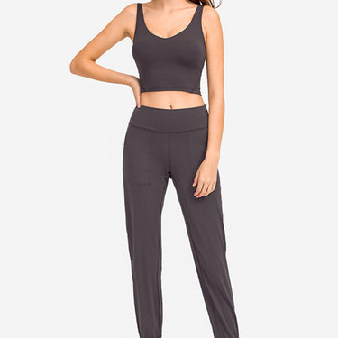 Fashion Collection Deep V-Neck Crop Sports Bra - LXM Fashion 