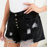 Fashion Collection Button Fly Black Denim Shorts - LXM Fashion 