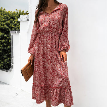 Ditsy Floral Ruffle Hem Dress - LXM Fashion 