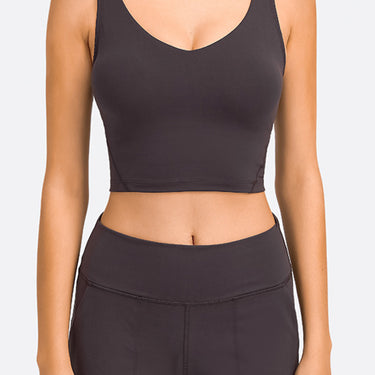 Fashion Collection Deep V-Neck Crop Sports Bra - LXM Fashion 