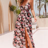 Floral Spaghetti Strap Split Hem Midi Dress - LXM Fashion 