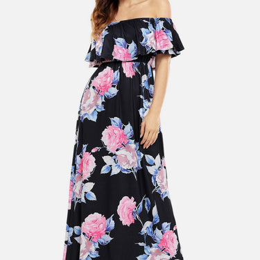 Fashion Collection Floral Off Shoulder Maxi Dress - LXM Fashion 