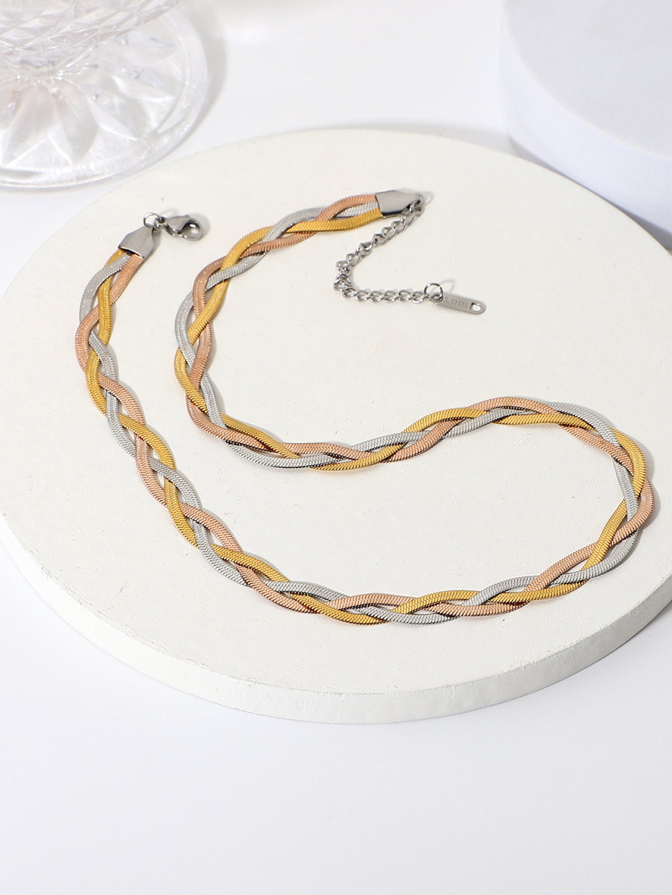 Tricolor Braided Snake Chain Necklace - LXM Fashion 
