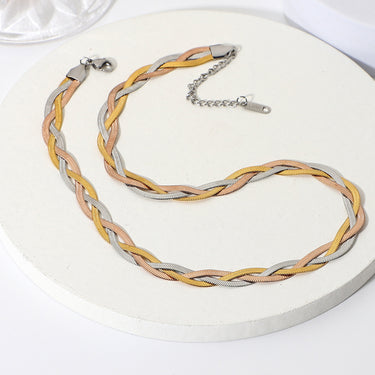 Tricolor Braided Snake Chain Necklace - LXM Fashion 