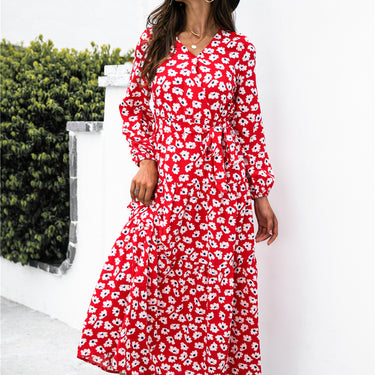 Floral Puff Sleeve Maxi Dress - LXM Fashion 