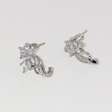 Floral Cubic Zirconia Stud Earrings - LXM Fashion 