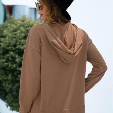 Printed Drawstrings Pocket Hoodie - LXM Fashion 