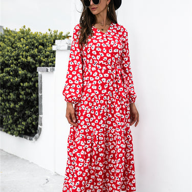 Floral Puff Sleeve Maxi Dress - LXM Fashion 