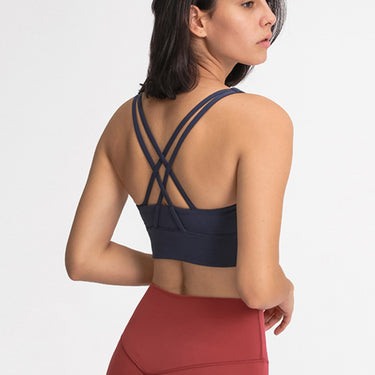 Ribbed Cross-Back Sports Bra - LXM Fashion 
