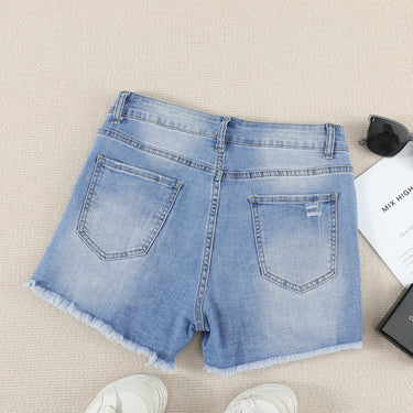 Fashion Collection Frayed Hem Denim Shorts - LXM Fashion 