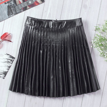 Pleated PU Leather Mini Skirt - LXM Fashion 