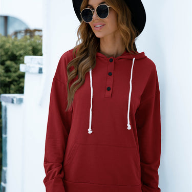 Printed Drawstrings Pocket Hoodie - LXM Fashion 