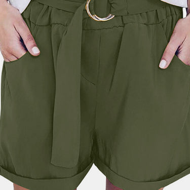 Fashion Collection Tie Waist Ruffle Pocketed Shorts - LXM Fashion 