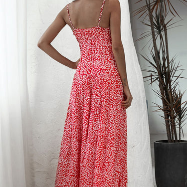 Ditsy Floral Backless Maxi Dress - LXM Fashion 