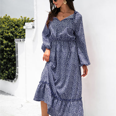 Ditsy Floral Ruffle Hem Dress - LXM Fashion 