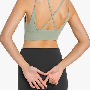 Fashion Collection Crisscross Scoop Neck Sports Bra - LXM Fashion 
