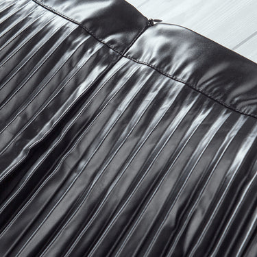 Pleated PU Leather Mini Skirt - LXM Fashion 