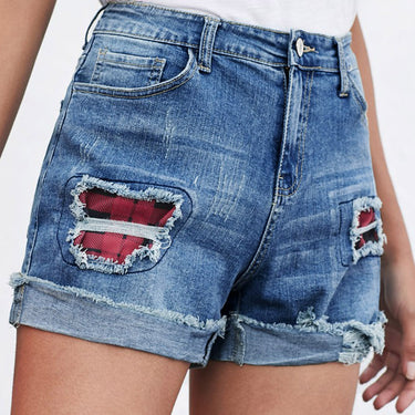 Fashion Collection Camo Patchwork Denim Shorts - LXM Fashion 