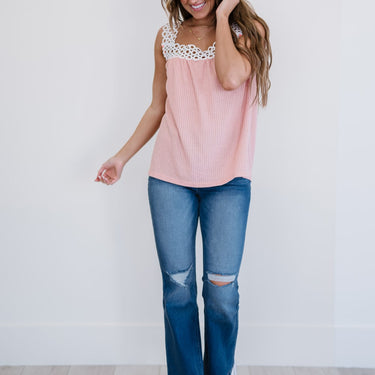 BiBi Sun-Kissed Lace Trim Sleeveless Top - LXM Fashion 