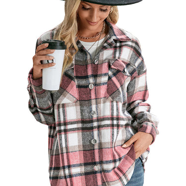 Plaid Flap Pockets Button Down Shirt - LXM Fashion 