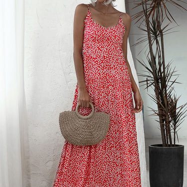 Ditsy Floral Backless Maxi Dress - LXM Fashion 
