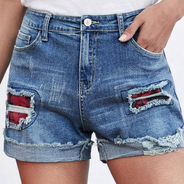 Fashion Collection Camo Patchwork Denim Shorts - LXM Fashion 