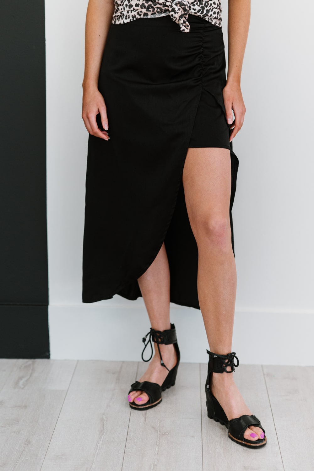 Hyfve Glam It Up Ruched Satin Tulip Hem Skirt - LXM Fashion 
