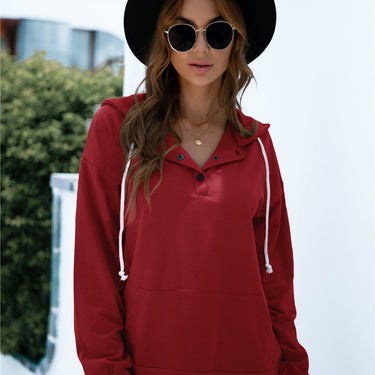 Printed Drawstrings Pocket Hoodie - LXM Fashion 