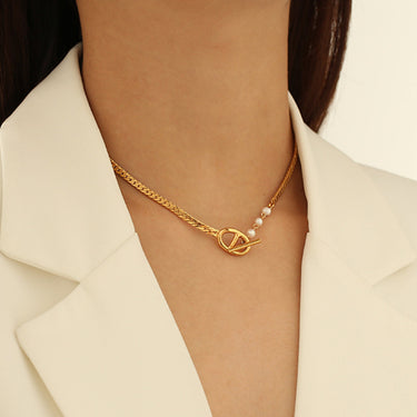 Gold Chain with Pearl Necklace - LXM Fashion 