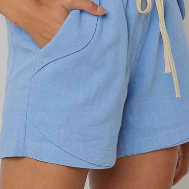 Fashion Collection Solid Drawstrings High Waist Shorts - LXM Fashion 