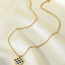 Checkerboard Heart Pendant Chain Necklace - LXM Fashion 