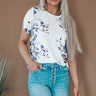 Floral Round Neck Short Sleeve Tee Shirt - LXM Fashion 