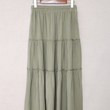 Drawstring Elastic Waist Tiered Skirt - LXM Fashion 