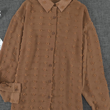 Swiss Dot Buttoned Chiffon Top - LXM Fashion 